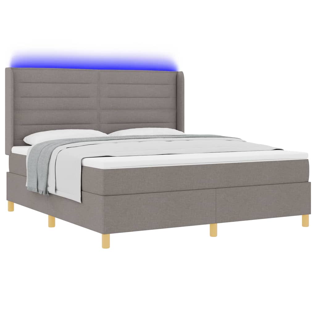 vidaXL Κρεβάτι με ελατήρια με κεφαλάρι Taupe 180 x 200 cm ύφασμα