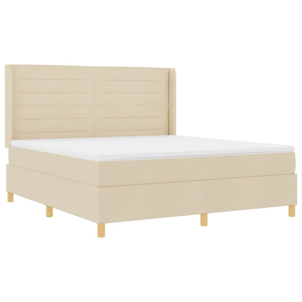 vidaXL Κρεβάτι με ελατήρια με κεφαλάρι Κρεμ 180 x 200 cm ύφασμα
