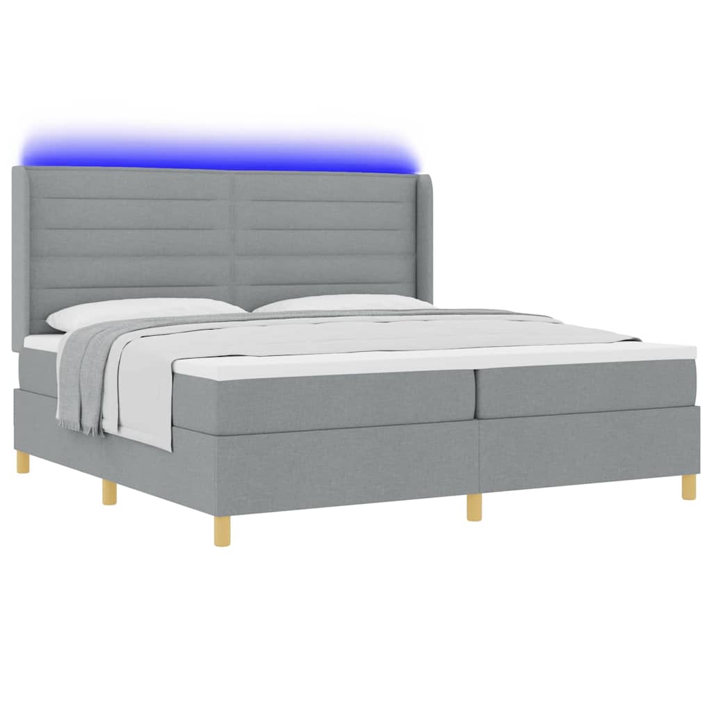vidaXL Κρεβάτι με ελατήρια Ανοιχτό γκρι 200 x 200 cm ύφασμα