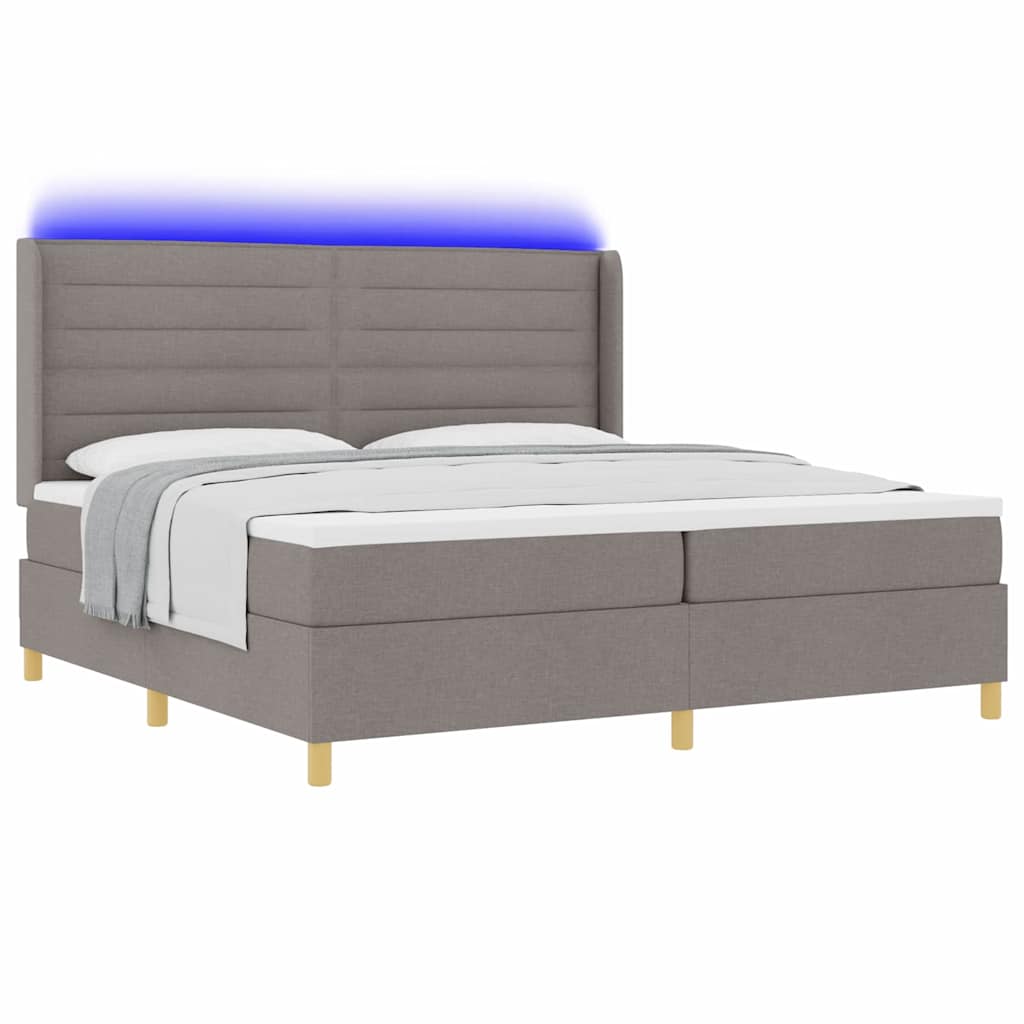 vidaXL Κρεβάτι με ελατήρια με κεφαλάρι Taupe 200 x 200 cm ύφασμα