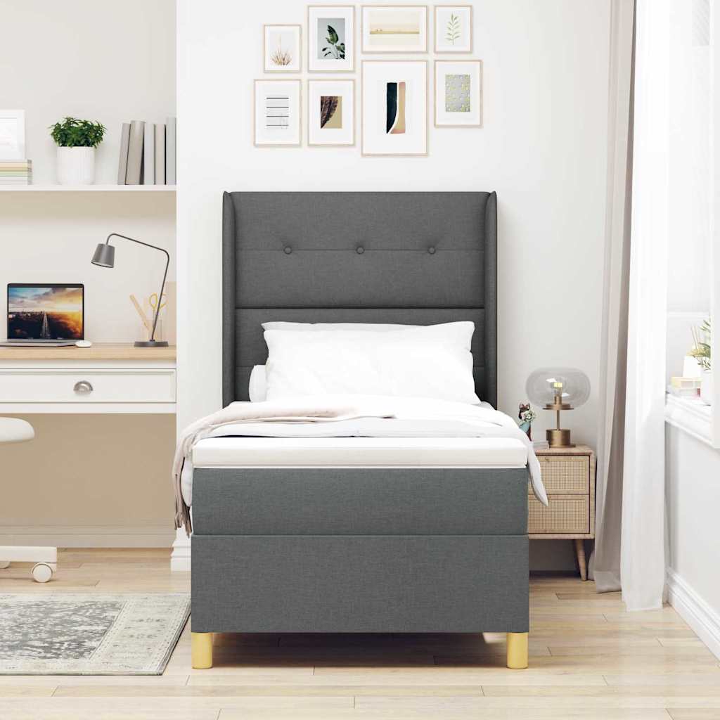 vidaXL Κρεβάτι με ελατήρια με κεφαλάρι Γκρι 80 x 200 cm ύφασμα