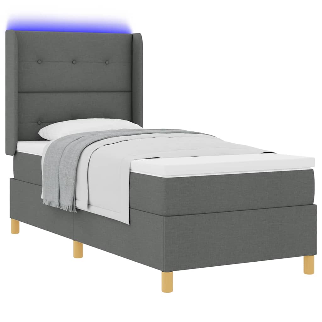 vidaXL Κρεβάτι με ελατήρια με κεφαλάρι Γκρι 80 x 200 cm ύφασμα