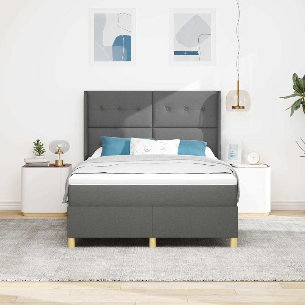vidaXL Κρεβάτι με ελατήρια με κεφαλάρι Γκρι 140 x 190 cm ύφασμα