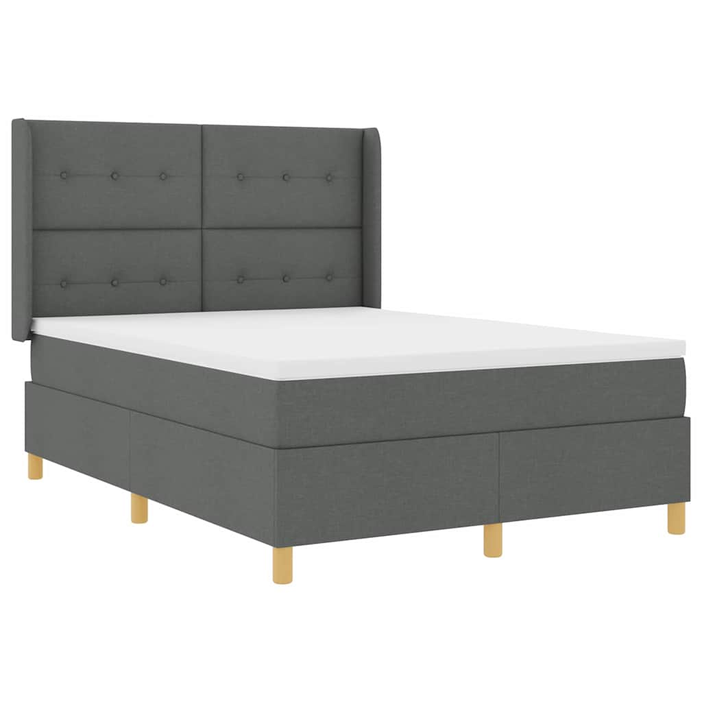 vidaXL Κρεβάτι με ελατήρια με κεφαλάρι Γκρι 140 x 190 cm ύφασμα