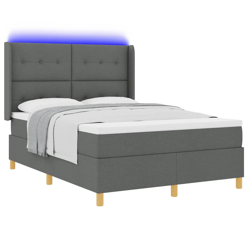 vidaXL Κρεβάτι με ελατήρια με κεφαλάρι Γκρι 140 x 190 cm ύφασμα