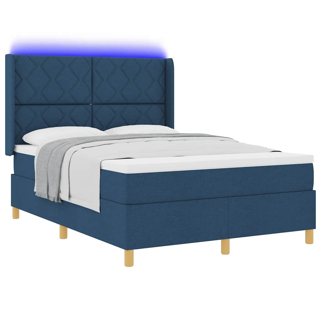 vidaXL Κρεβάτι με ελατήρια με κεφαλάρι Μπλε 160 x 200 cm ύφασμα