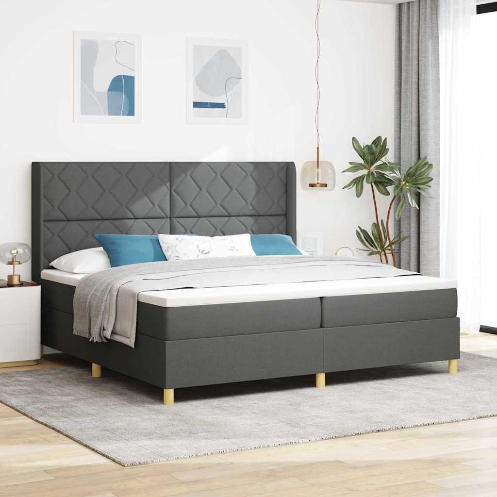 vidaXL Κρεβάτι με ελατήρια με κεφαλάρι Γκρι 200 x 200 cm ύφασμα