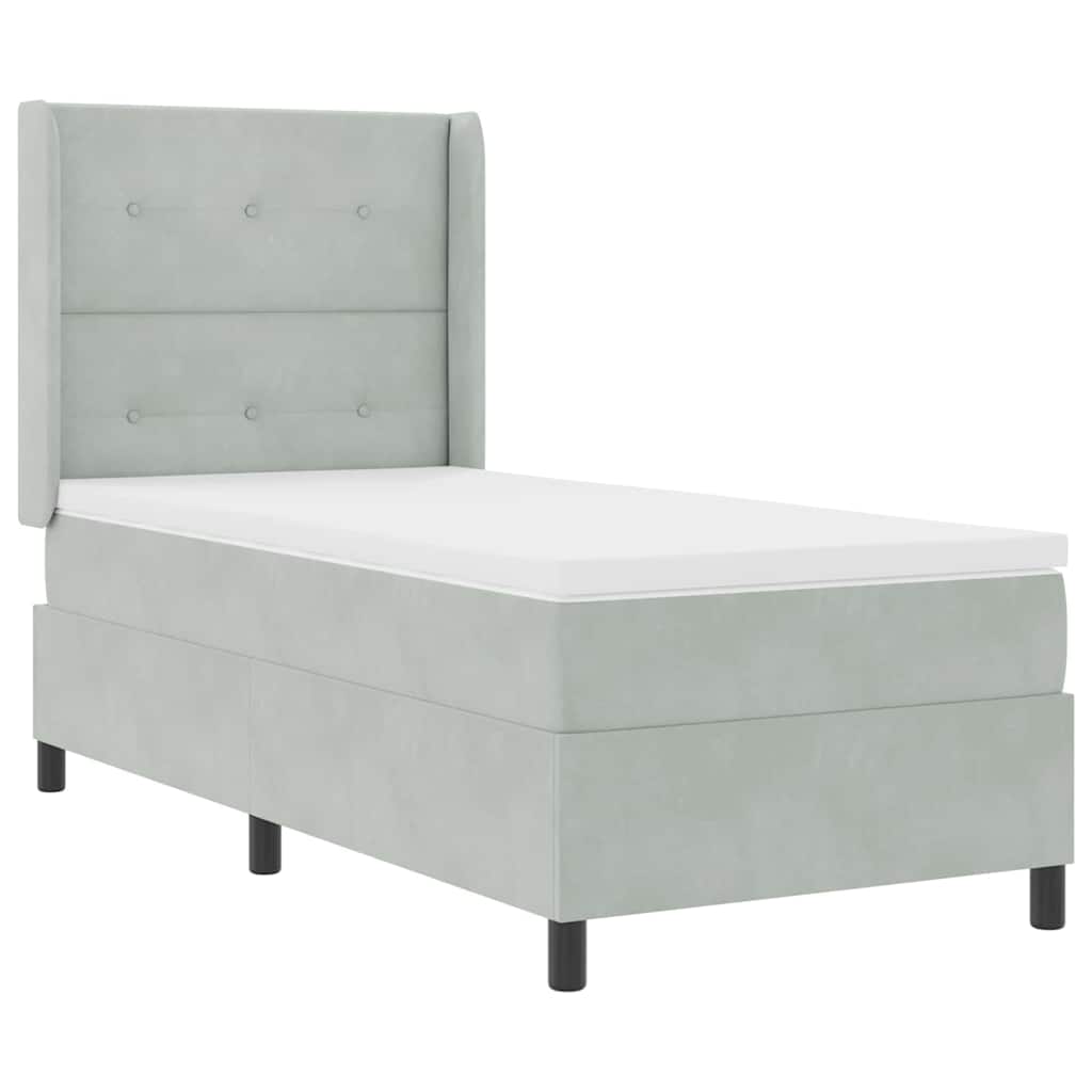 vidaXL Κρεβάτι με ελατήρια Ανοιχτό γκρι 80 x 200 cm Βελούδο