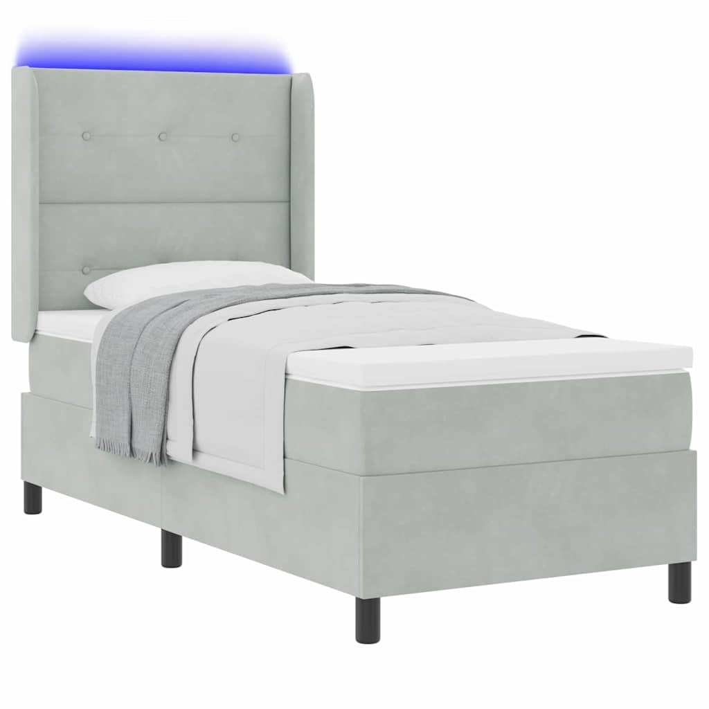 vidaXL Κρεβάτι με ελατήρια Ανοιχτό γκρι 80 x 200 cm Βελούδο