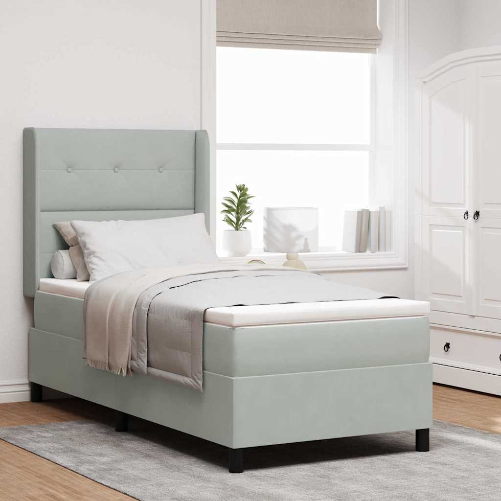 vidaXL Κρεβάτι με ελατήρια Ανοιχτό γκρι 90 x 190 cm Βελούδο