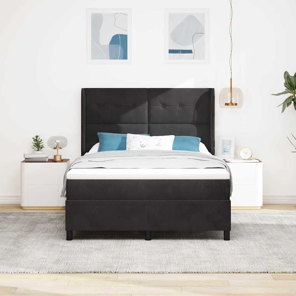 vidaXL Κρεβάτι με ελατήρια με κεφαλάρι Μαύρο 140 x 190 cm Βελούδο