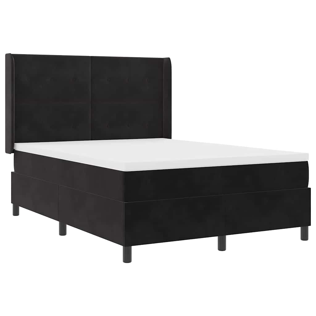 vidaXL Κρεβάτι με ελατήρια με κεφαλάρι Μαύρο 140 x 190 cm Βελούδο