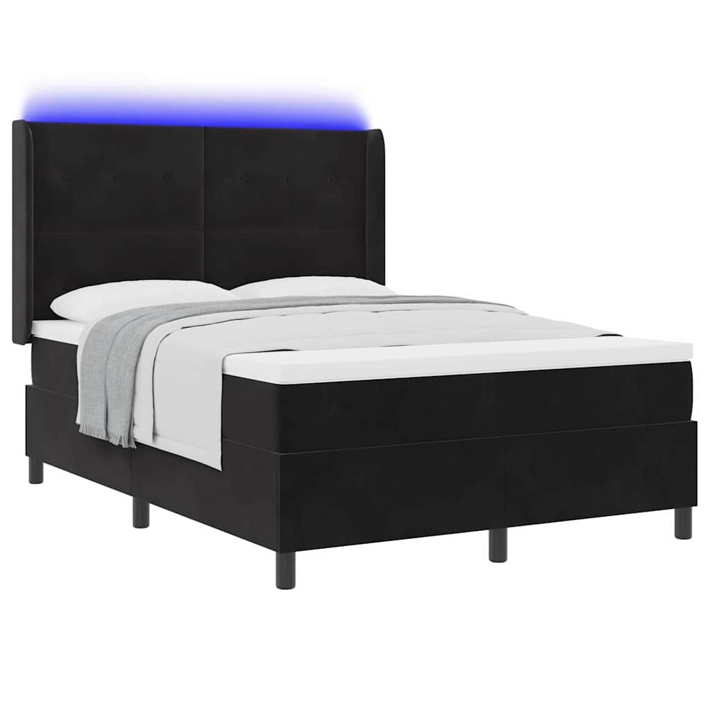 vidaXL Κρεβάτι με ελατήρια με κεφαλάρι Μαύρο 140 x 190 cm Βελούδο