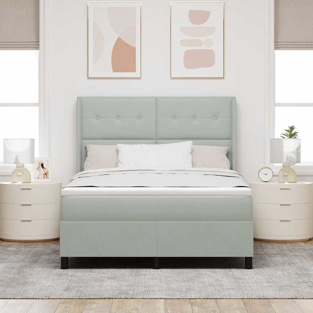 vidaXL Κρεβάτι με ελατήρια Ανοιχτό γκρι 140 x 200 cm Βελούδο
