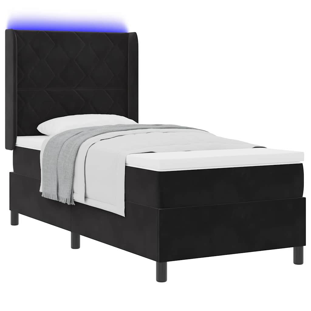 vidaXL Κρεβάτι με ελατήρια με κεφαλάρι Μαύρο 100 x 200 cm Βελούδο