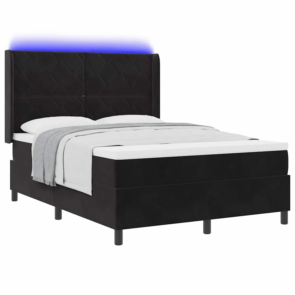 vidaXL Κρεβάτι με ελατήρια με κεφαλάρι Μαύρο 140 x 190 cm Βελούδο
