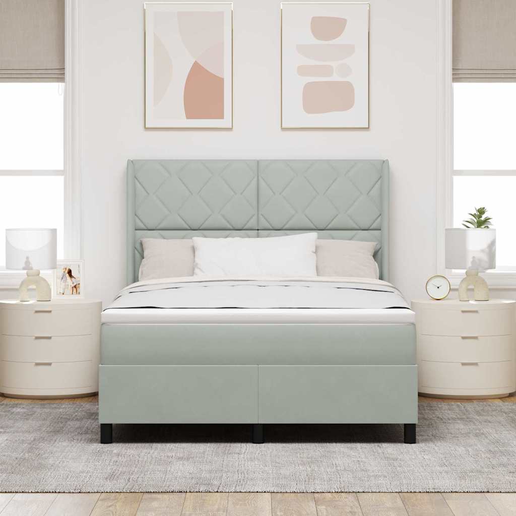 vidaXL Κρεβάτι με ελατήρια Ανοιχτό γκρι 160 x 200 cm Βελούδο