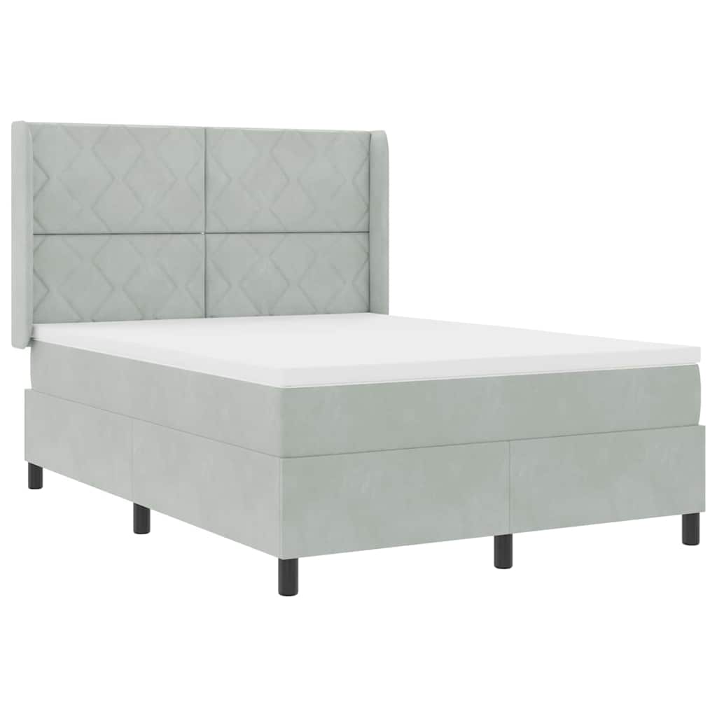 vidaXL Κρεβάτι με ελατήρια Ανοιχτό γκρι 160 x 200 cm Βελούδο