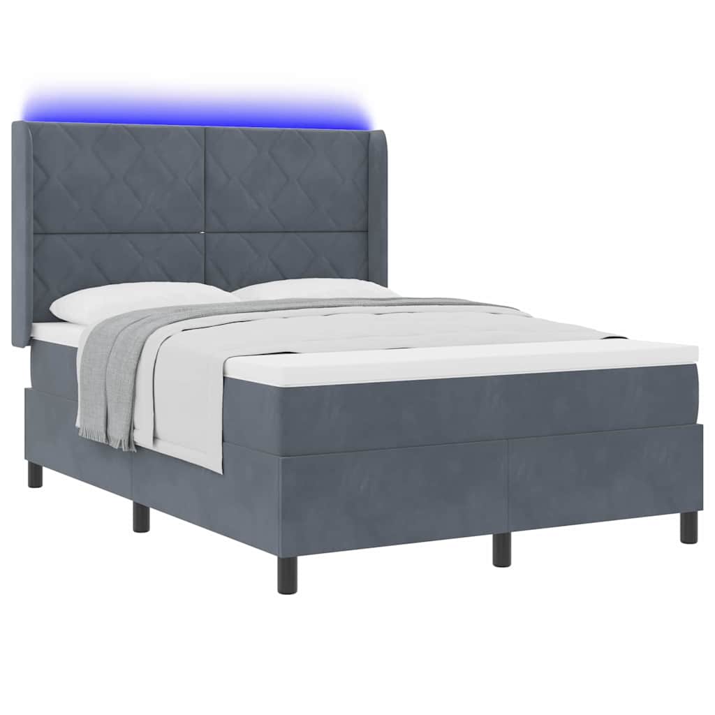 vidaXL Κρεβάτι με ελατήρια Σκούρο Γκρι 160 x 200 cm Βελούδο