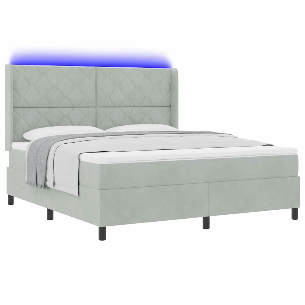 vidaXL Κρεβάτι με ελατήρια Ανοιχτό γκρι 180 x 200 cm Βελούδο