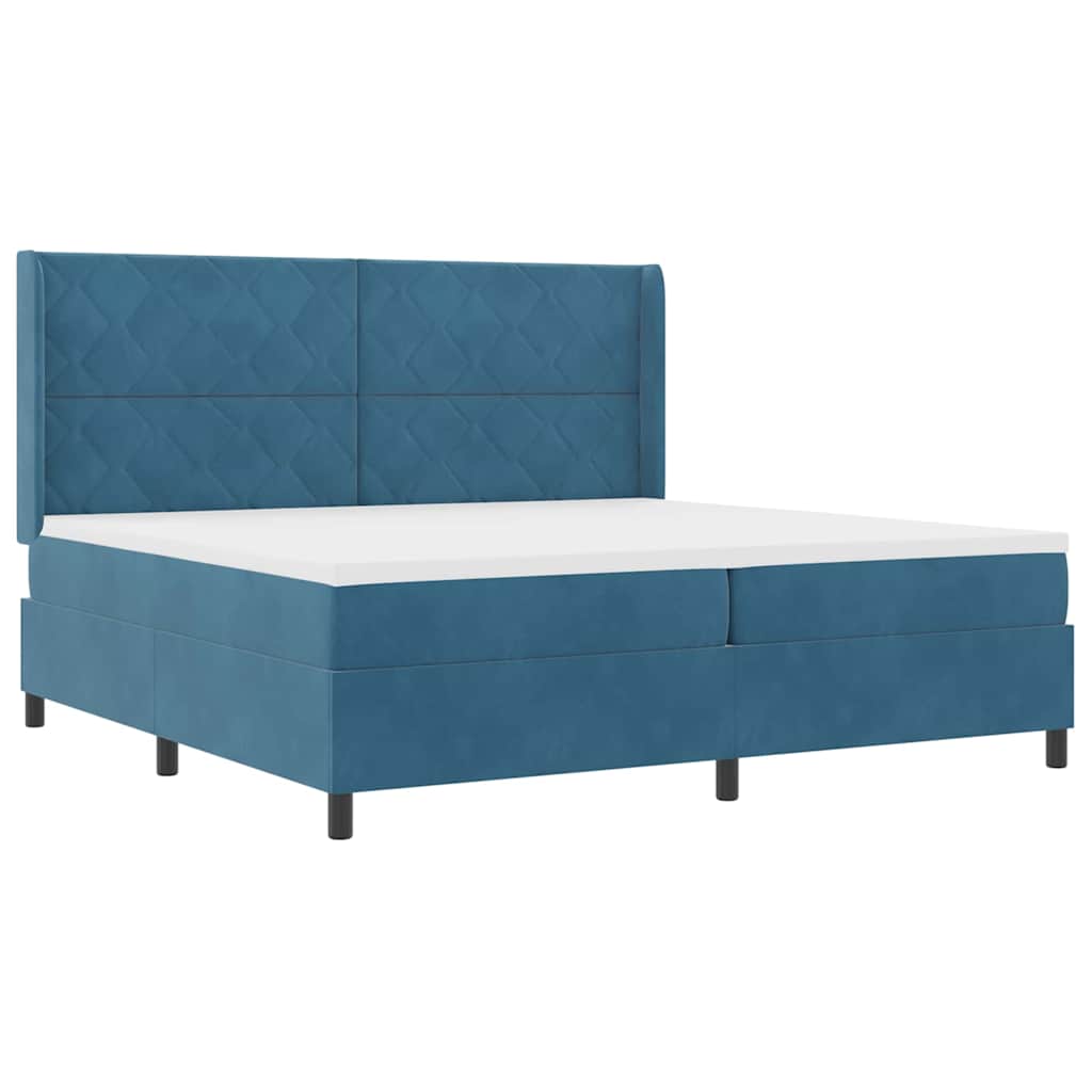 vidaXL Κρεβάτι με ελατήρια με κεφαλάρι Μπλε 200 x 200 cm Βελούδο