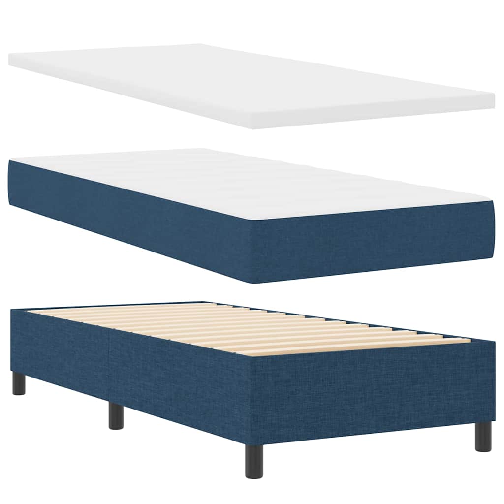 vidaXL Κρεβάτι με ελατήρια με κεφαλάρι Μπλε 90 x 200 cm ύφασμα