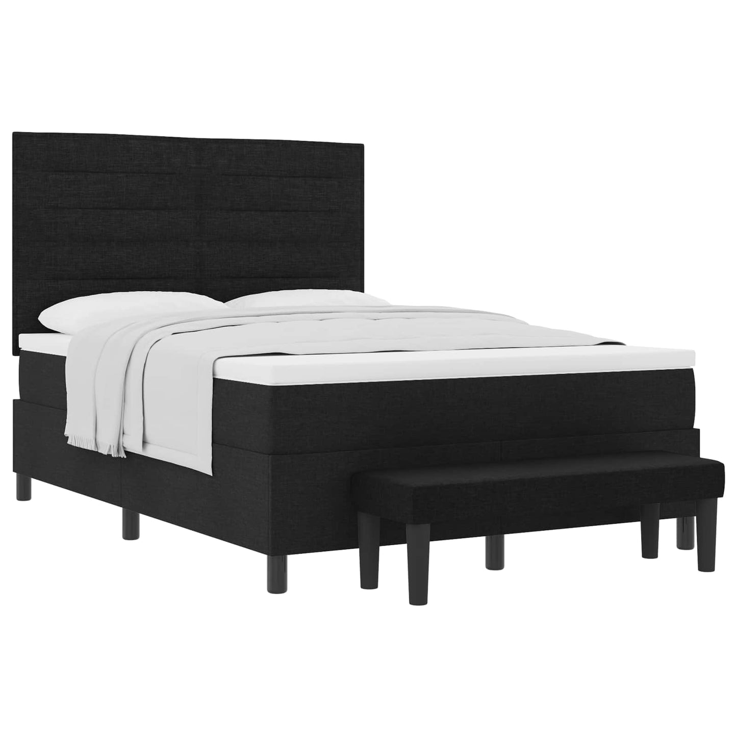 vidaXL Κρεβάτι με ελατήρια με κεφαλάρι Μαύρο 140 x 190 cm ύφασμα