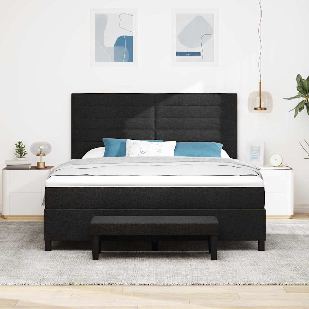 vidaXL Κρεβάτι με ελατήρια με κεφαλάρι Μαύρο 180 x 200 cm ύφασμα