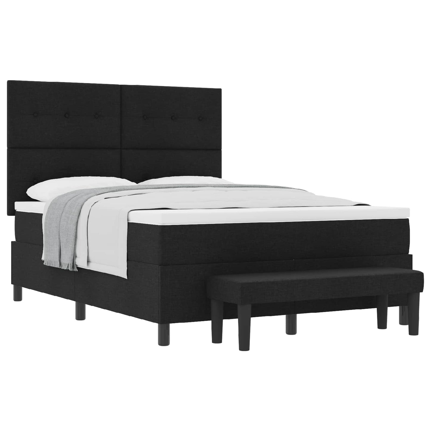 vidaXL Κρεβάτι με ελατήρια με κεφαλάρι Μαύρο 140 x 190 cm ύφασμα