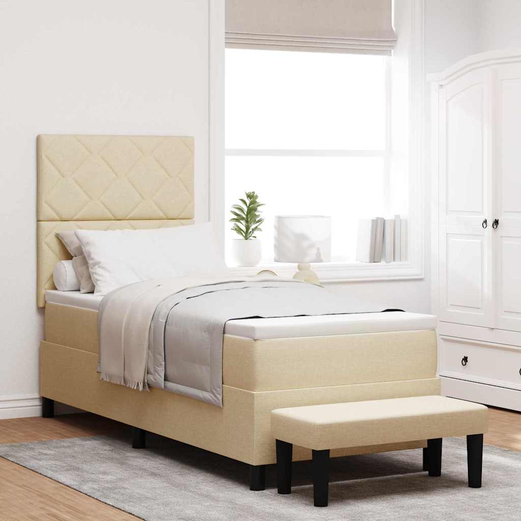 vidaXL Κρεβάτι με ελατήρια με κεφαλάρι Κρεμ 80 x 200 cm ύφασμα