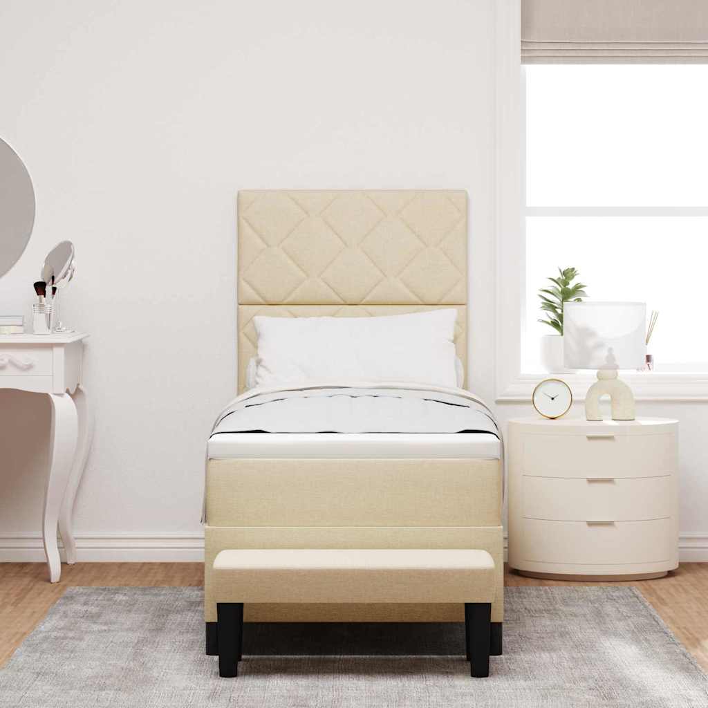 vidaXL Κρεβάτι με ελατήρια με κεφαλάρι Κρεμ 80 x 200 cm ύφασμα