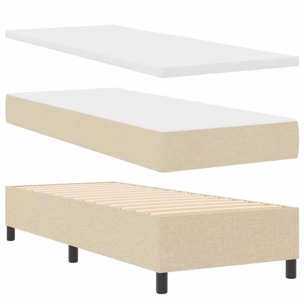 vidaXL Κρεβάτι με ελατήρια με κεφαλάρι Κρεμ 80 x 200 cm ύφασμα