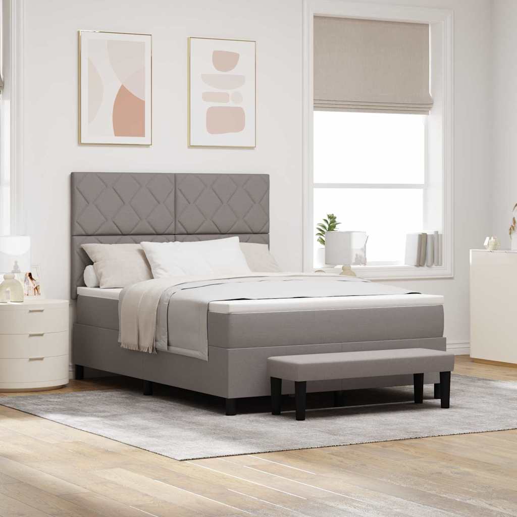 vidaXL Κρεβάτι με ελατήρια με μαξιλάρι Taupe 140 x 200 cm ύφασμα