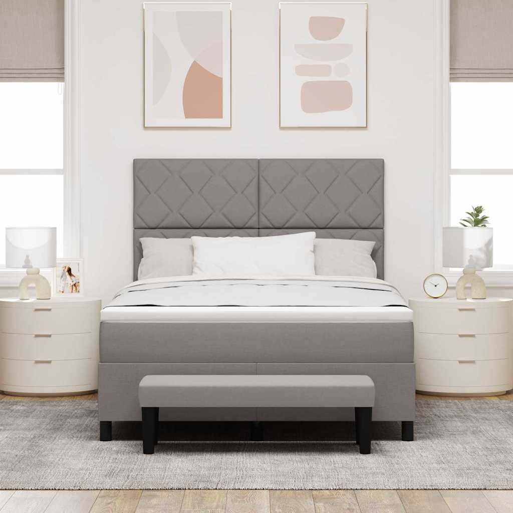 vidaXL Κρεβάτι με ελατήρια με μαξιλάρι Taupe 140 x 200 cm ύφασμα