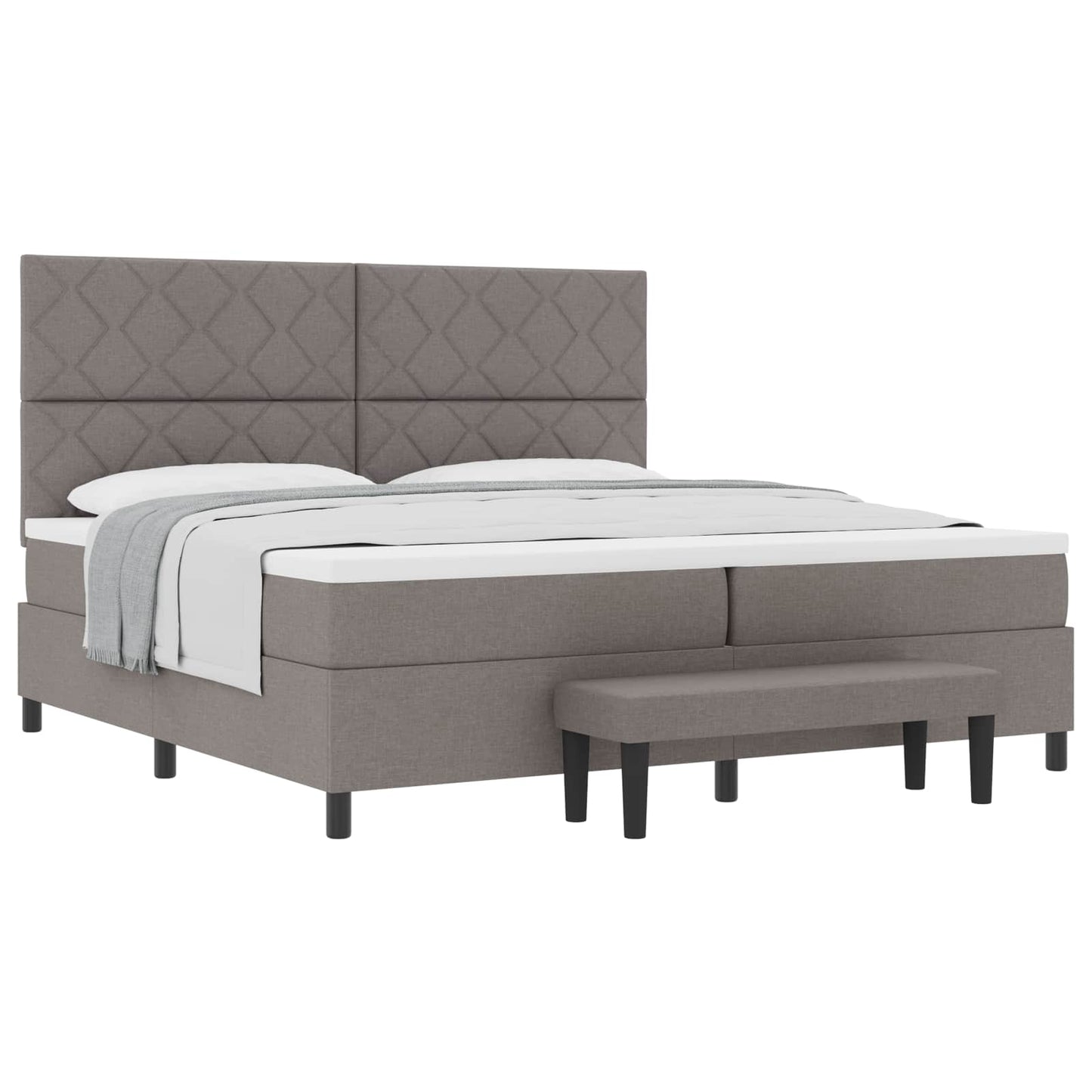 vidaXL Κρεβάτι με ελατήρια με κεφαλάρι Taupe 200 x 200 cm ύφασμα
