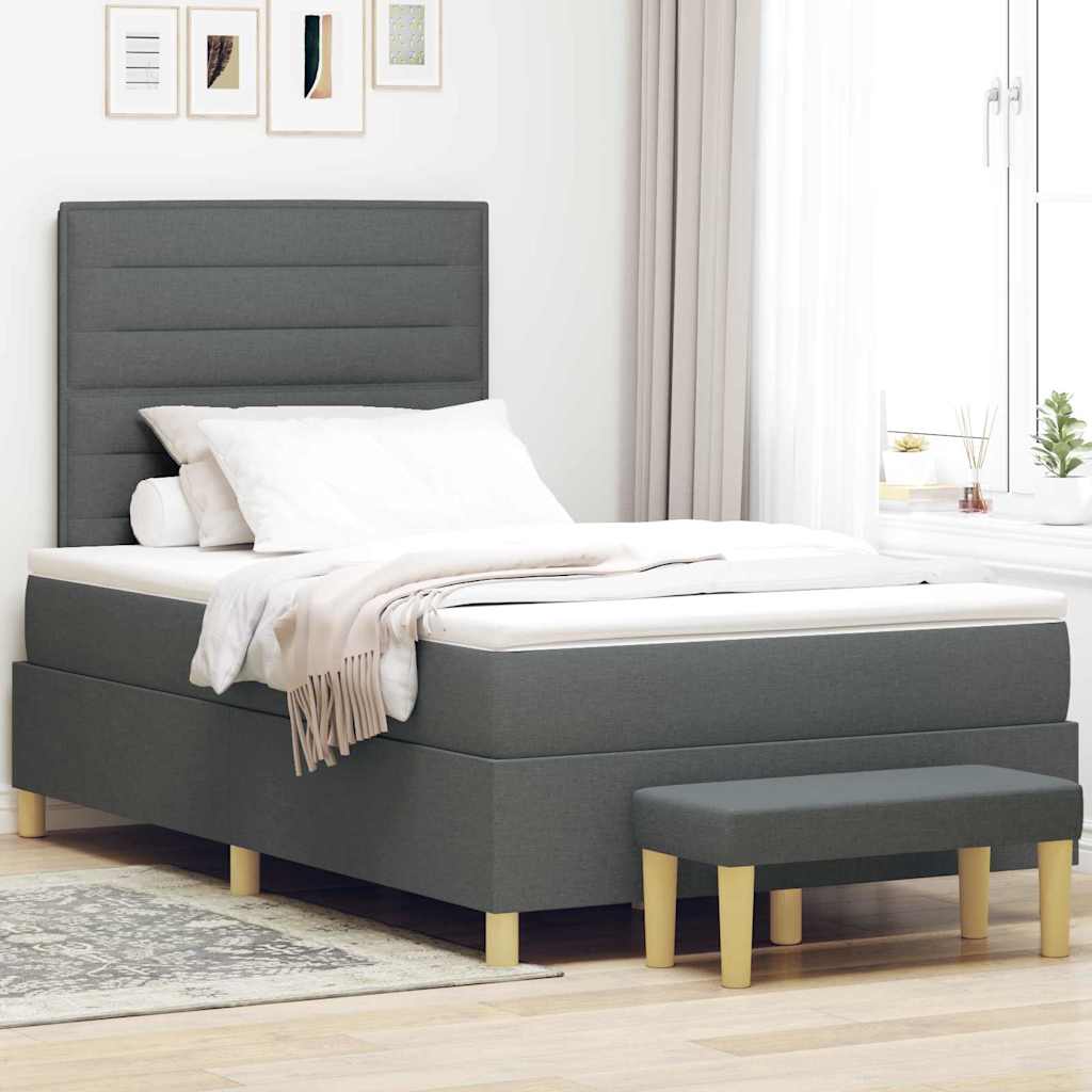 vidaXL Κρεβάτι με ελατήρια Σκούρο γκρι 200 x 120 εκατοστά ύφασμα