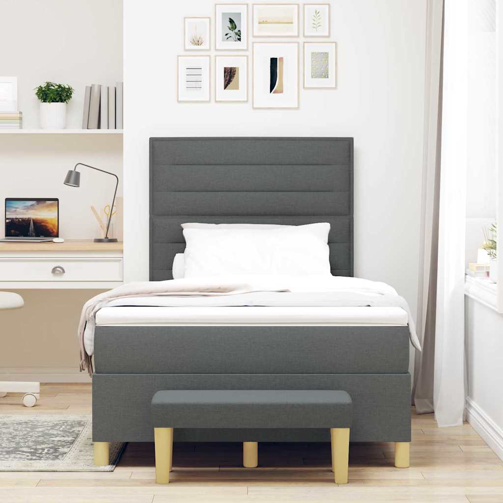 vidaXL Κρεβάτι με ελατήρια Σκούρο γκρι 200 x 120 εκατοστά ύφασμα