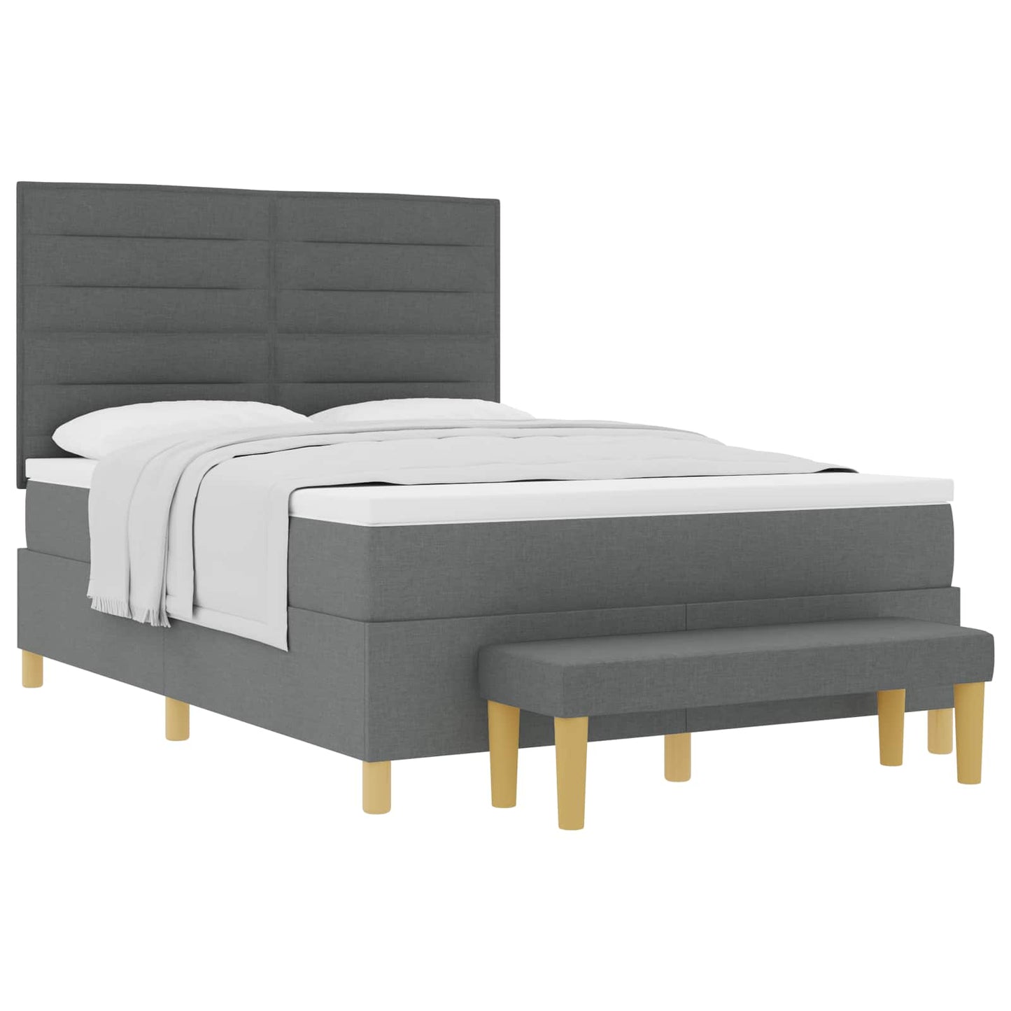 vidaXL Κρεβάτι με ελατήρια Σκούρο Γκρι 190 x 140 εκατοστά ύφασμα