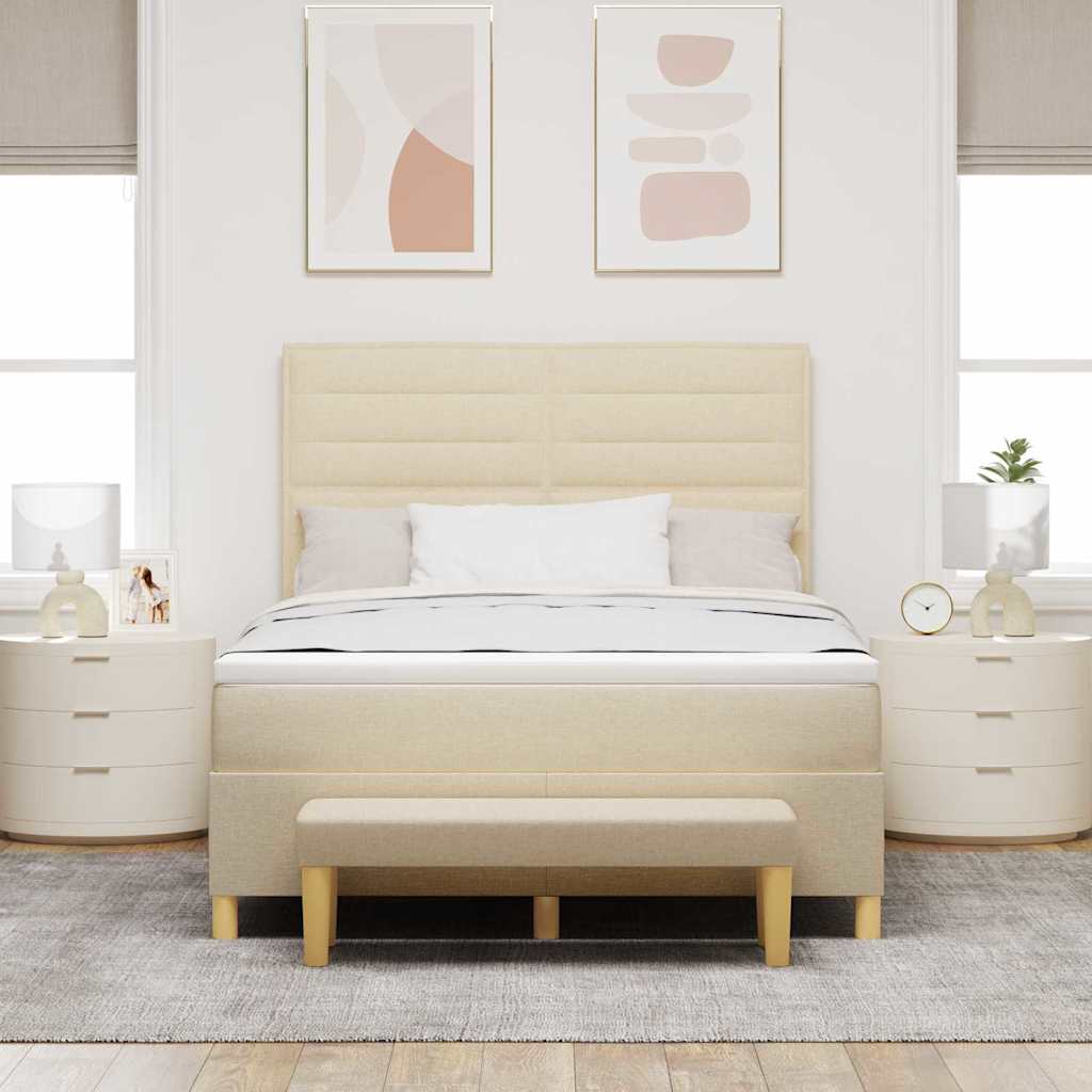 vidaXL Κρεβάτι με ελατήρια με κεφαλάρι Κρεμ 200 x 140 cm ύφασμα