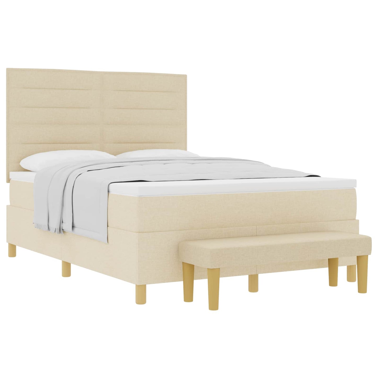 vidaXL Κρεβάτι με ελατήρια με κεφαλάρι Κρεμ 200 x 140 cm ύφασμα