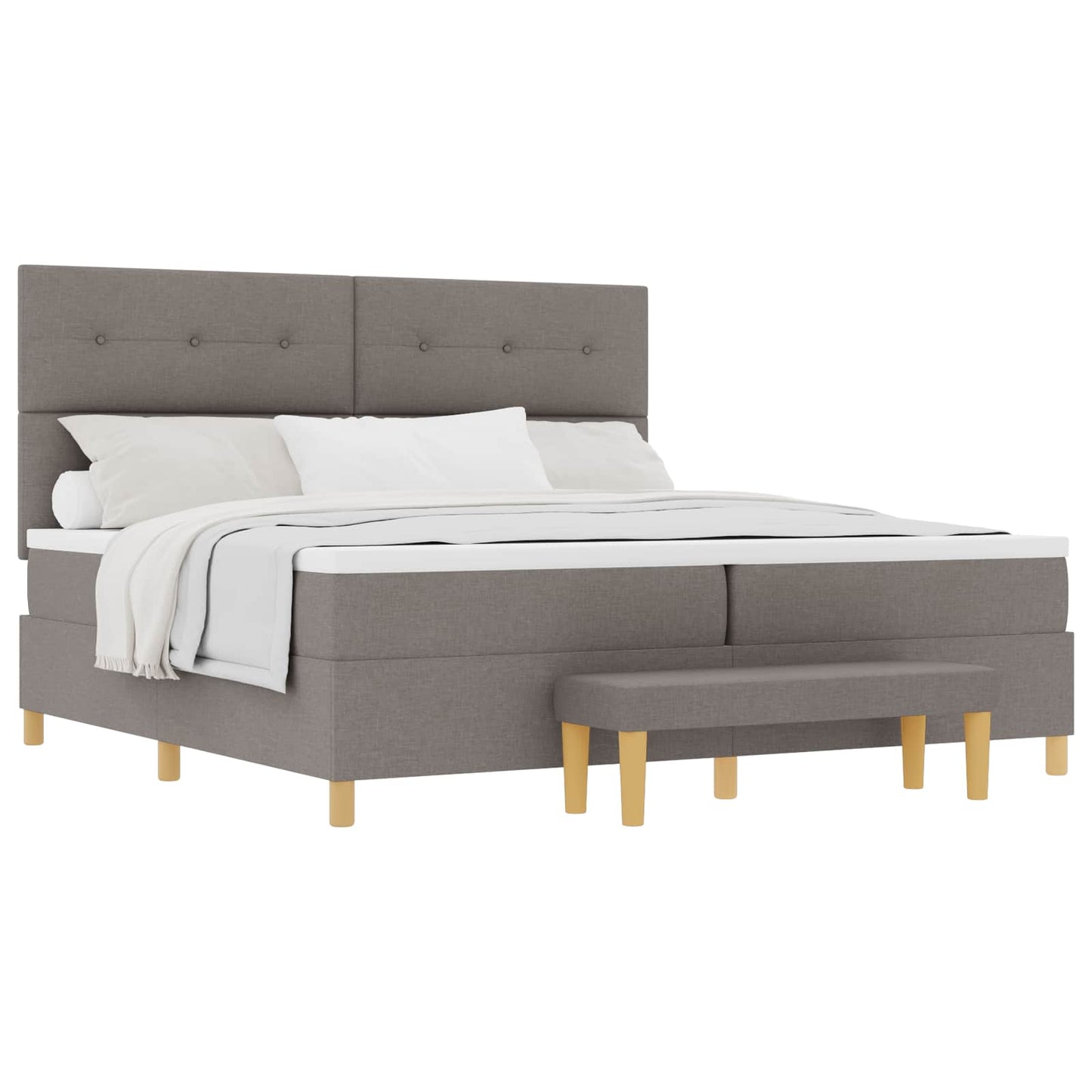 vidaXL Κρεβάτι με ελατήρια με κεφαλάρι Taupe 200 x 200 cm ύφασμα
