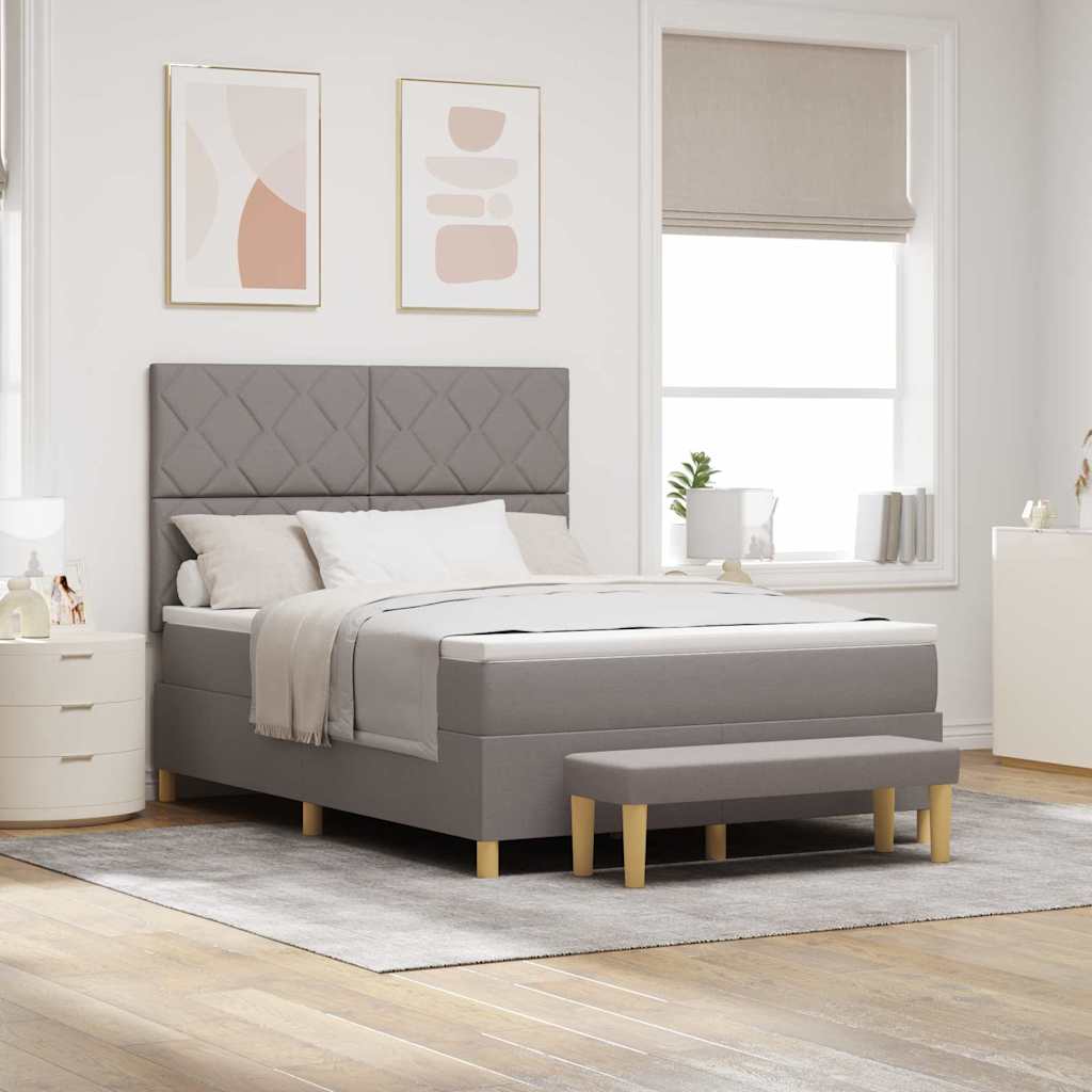 vidaXL Κρεβάτι με ελατήρια με μαξιλάρι Taupe 200 x 140 cm ύφασμα