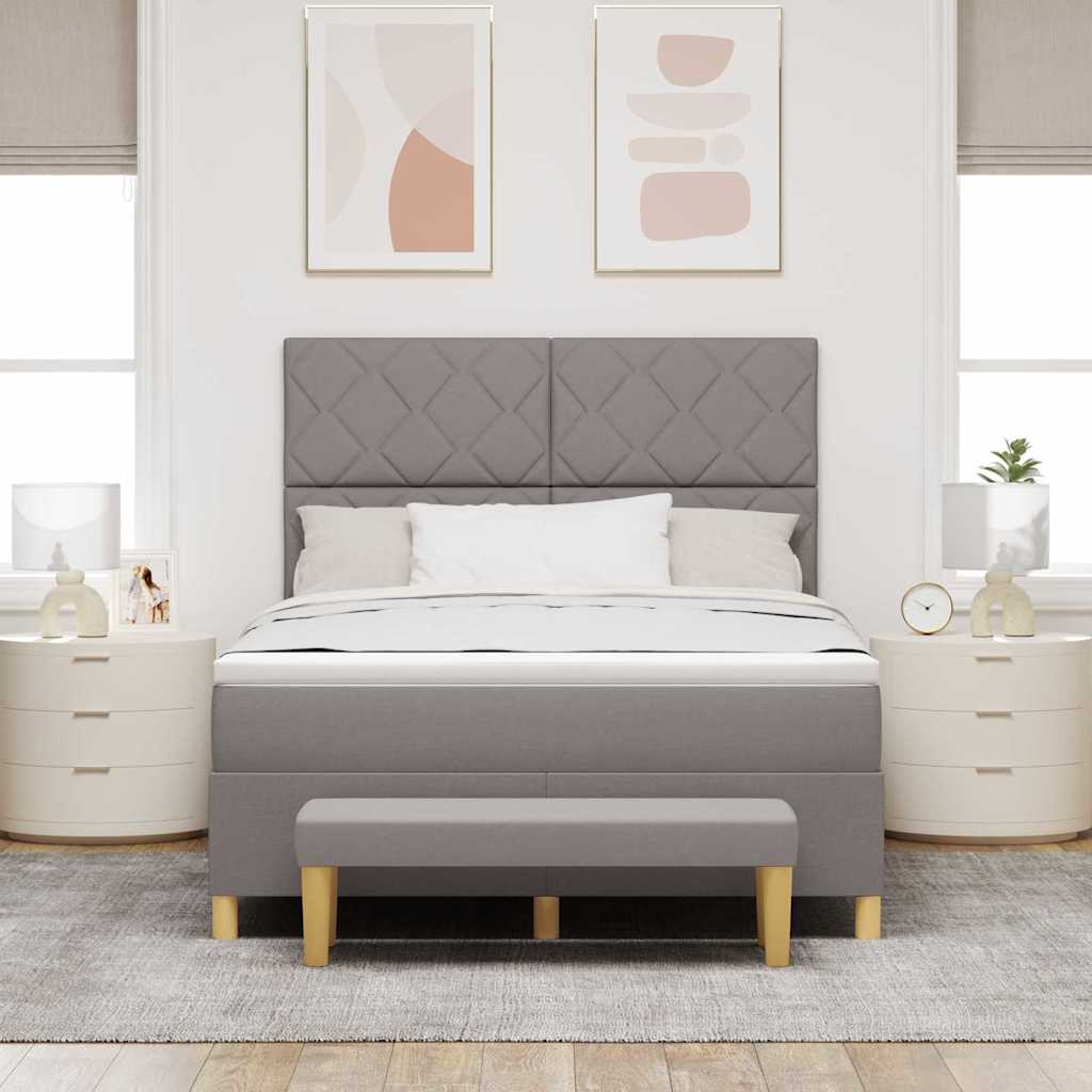 vidaXL Κρεβάτι με ελατήρια με μαξιλάρι Taupe 200 x 140 cm ύφασμα