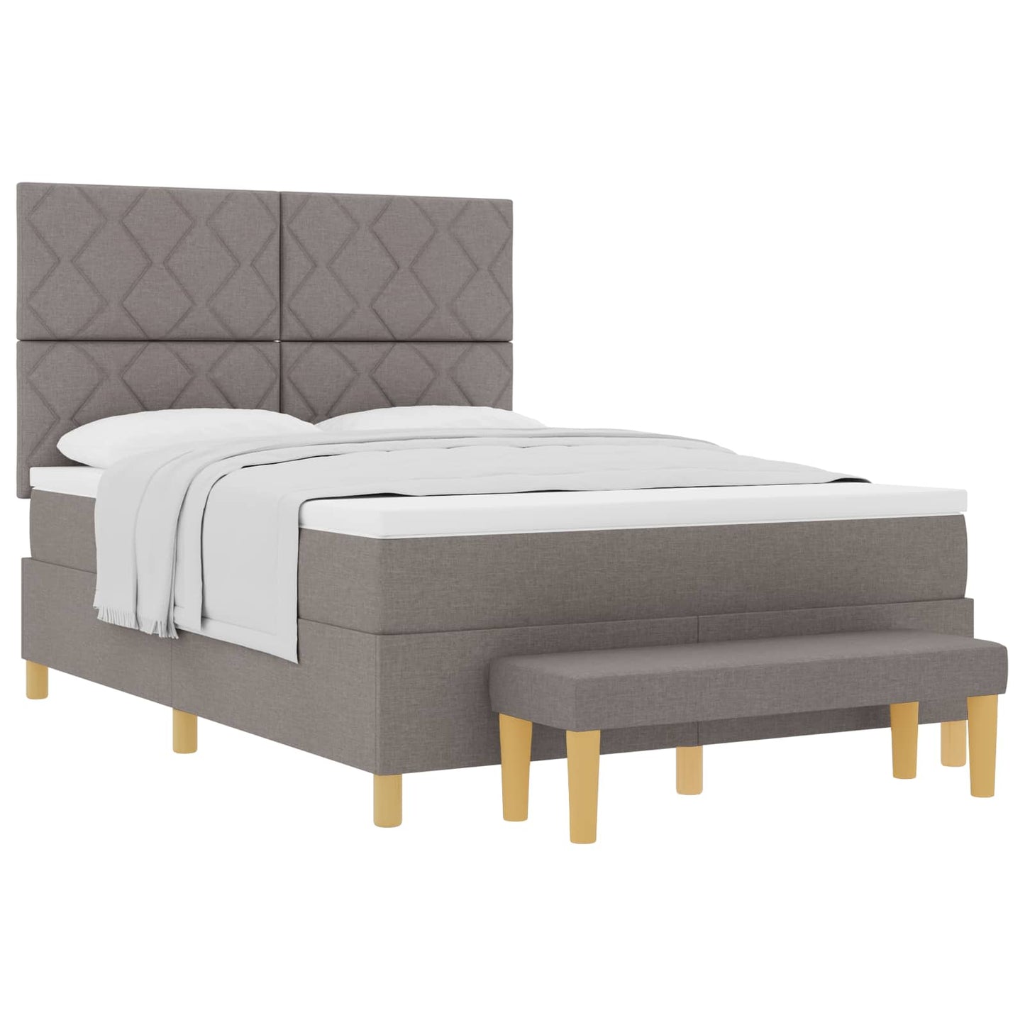 vidaXL Κρεβάτι με ελατήρια με μαξιλάρι Taupe 200 x 140 cm ύφασμα