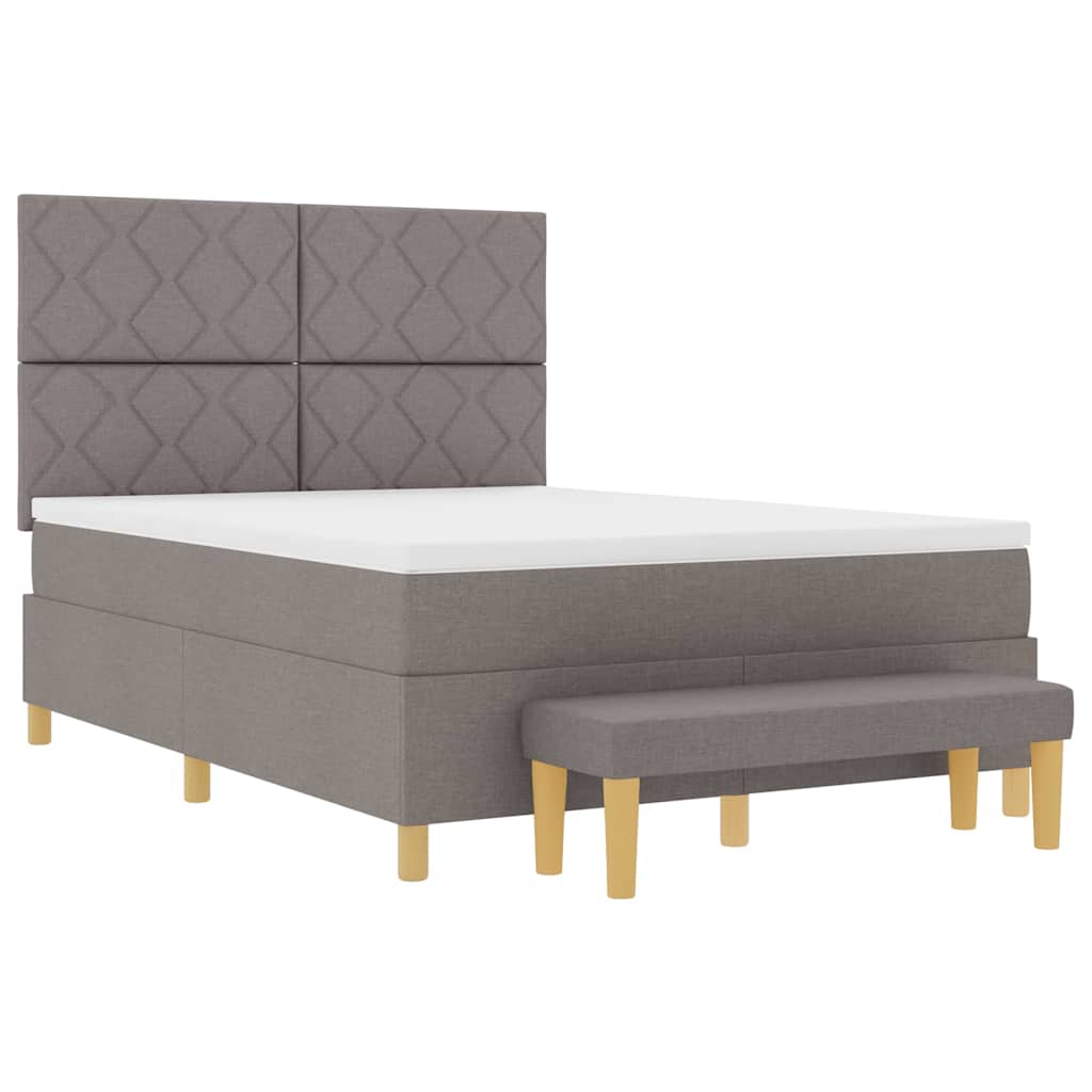 vidaXL Κρεβάτι με ελατήρια με μαξιλάρι Taupe 200 x 140 cm ύφασμα