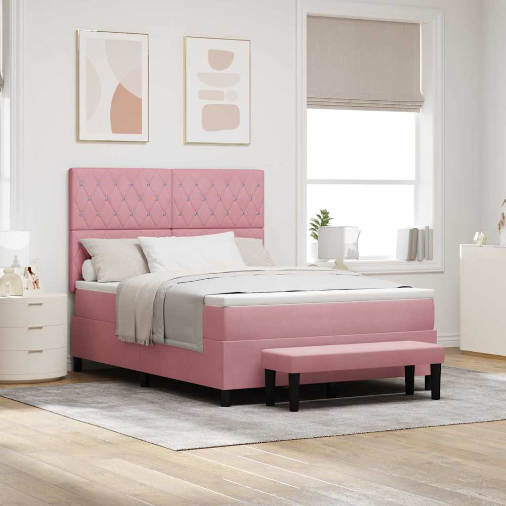 vidaXL Κρεβάτι με ελατήρια με κεφαλάρι Ροζ 200 x 140 cm Βελούδο