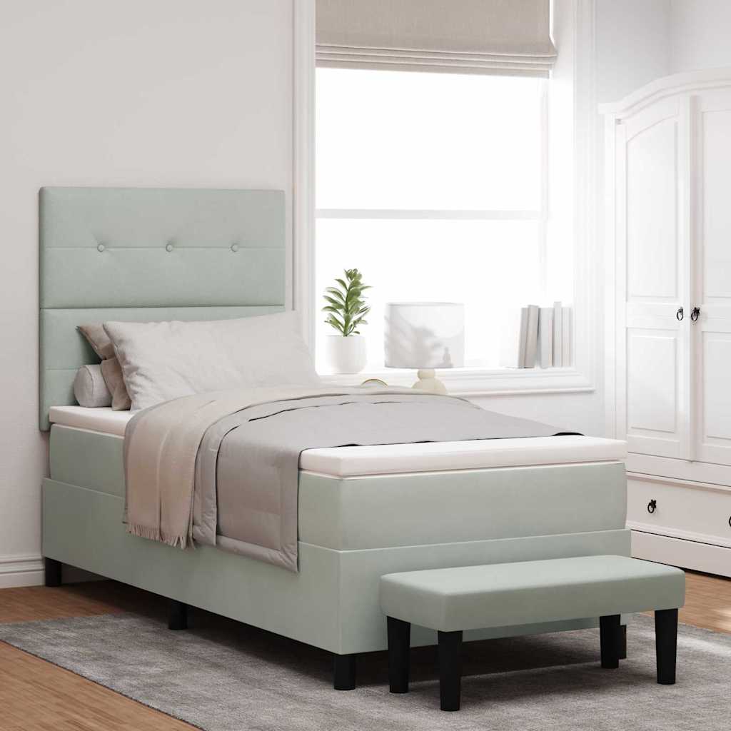 vidaXL Κρεβάτι με ελατήρια Ανοιχτό γκρι 190 x 90 cm Βελούδο