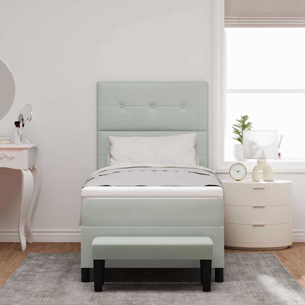 vidaXL Κρεβάτι με ελατήρια Ανοιχτό γκρι 190 x 90 cm Βελούδο