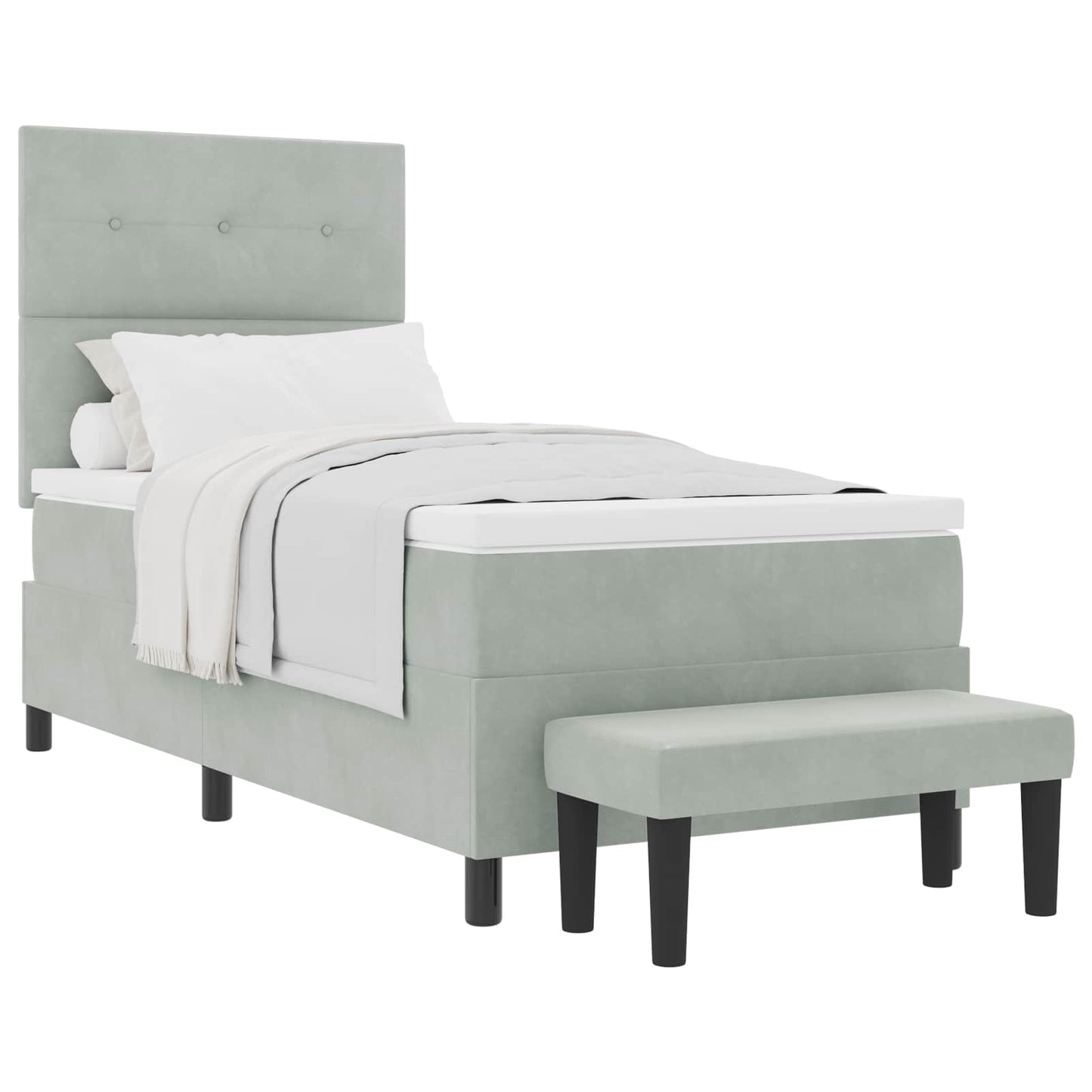 vidaXL Κρεβάτι με ελατήρια Ανοιχτό γκρι 190 x 90 cm Βελούδο