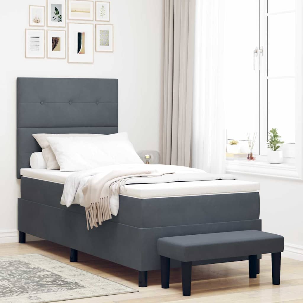 vidaXL Κρεβάτι με ελατήρια Σκούρο γκρι 200 x 100 cm Βελούδο